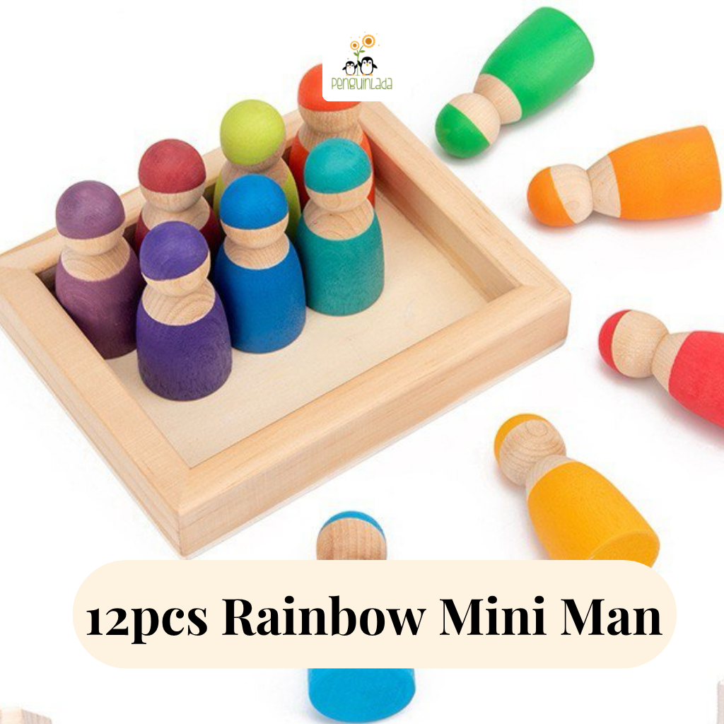 12pcs Rainbow Mini Man
