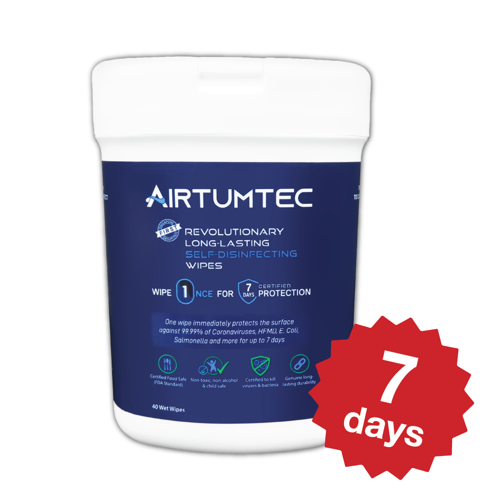 AirTumTec Long-Lasting Self Disinfecting Wipes Handy Packs (40 Sheets)