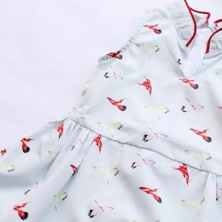 Bird of Fortune Cheongsam  - 100% organic cotton - for GIRLS
