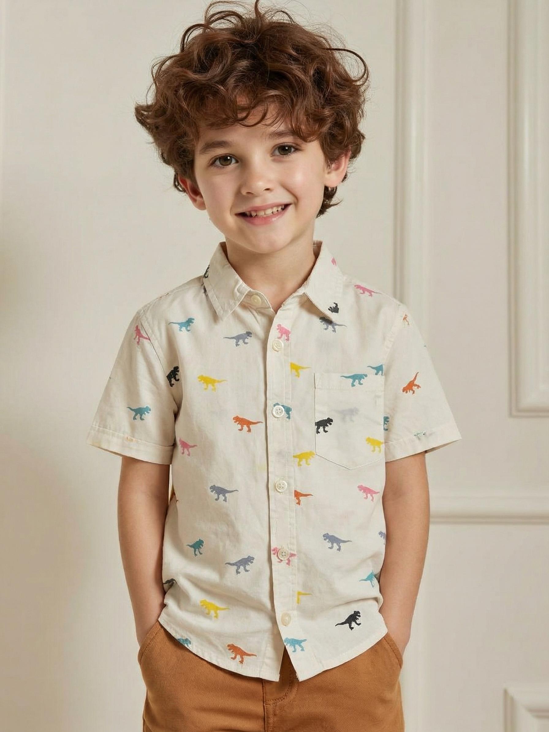 Colourful Dino Top - 100% organic cotton - for boys
