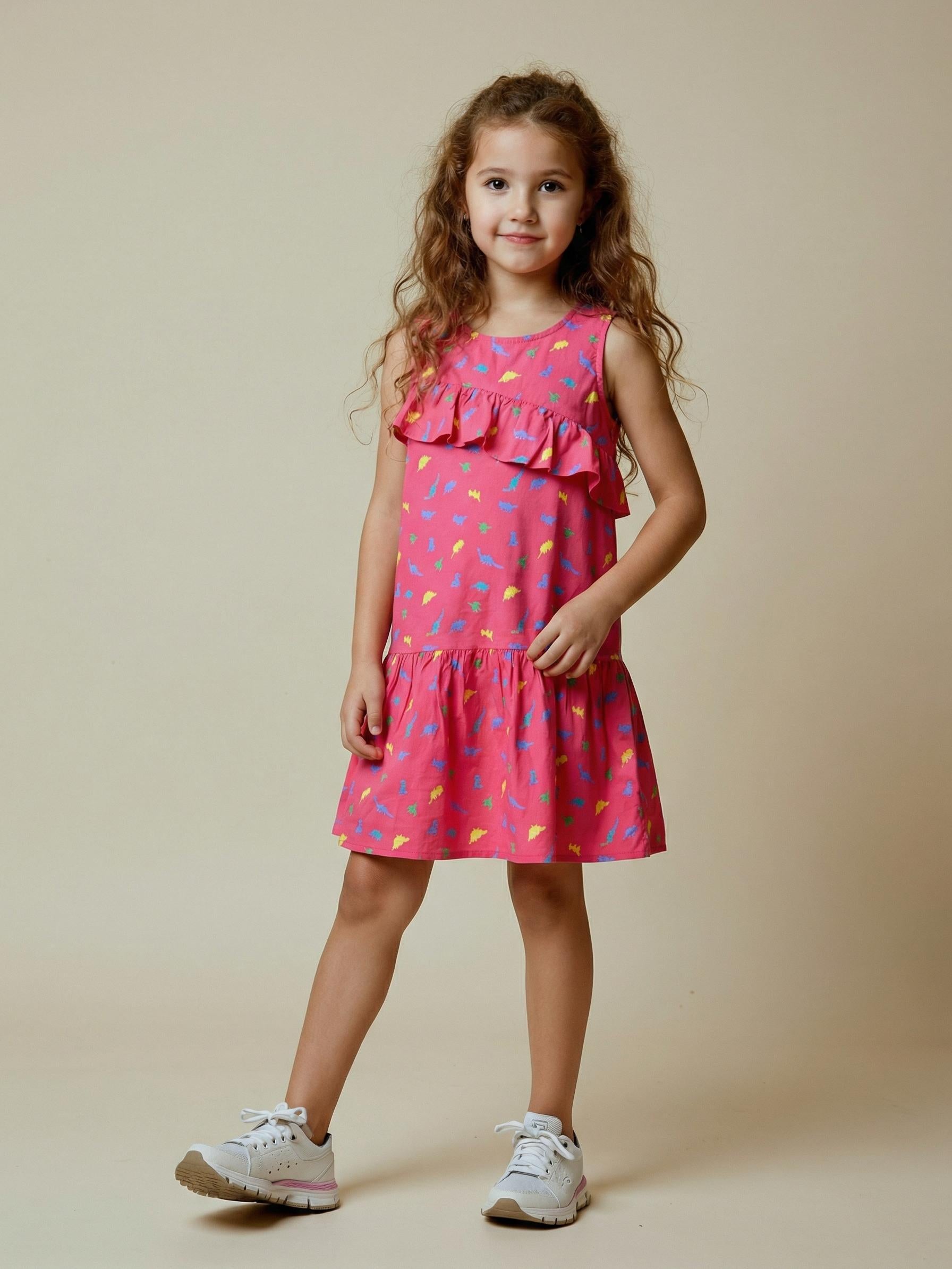Red Dino Dress - 100% organic cotton for girls