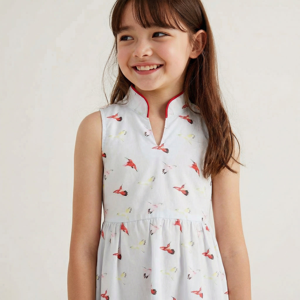 Bird of Fortune Cheongsam  - 100% organic cotton - for GIRLS