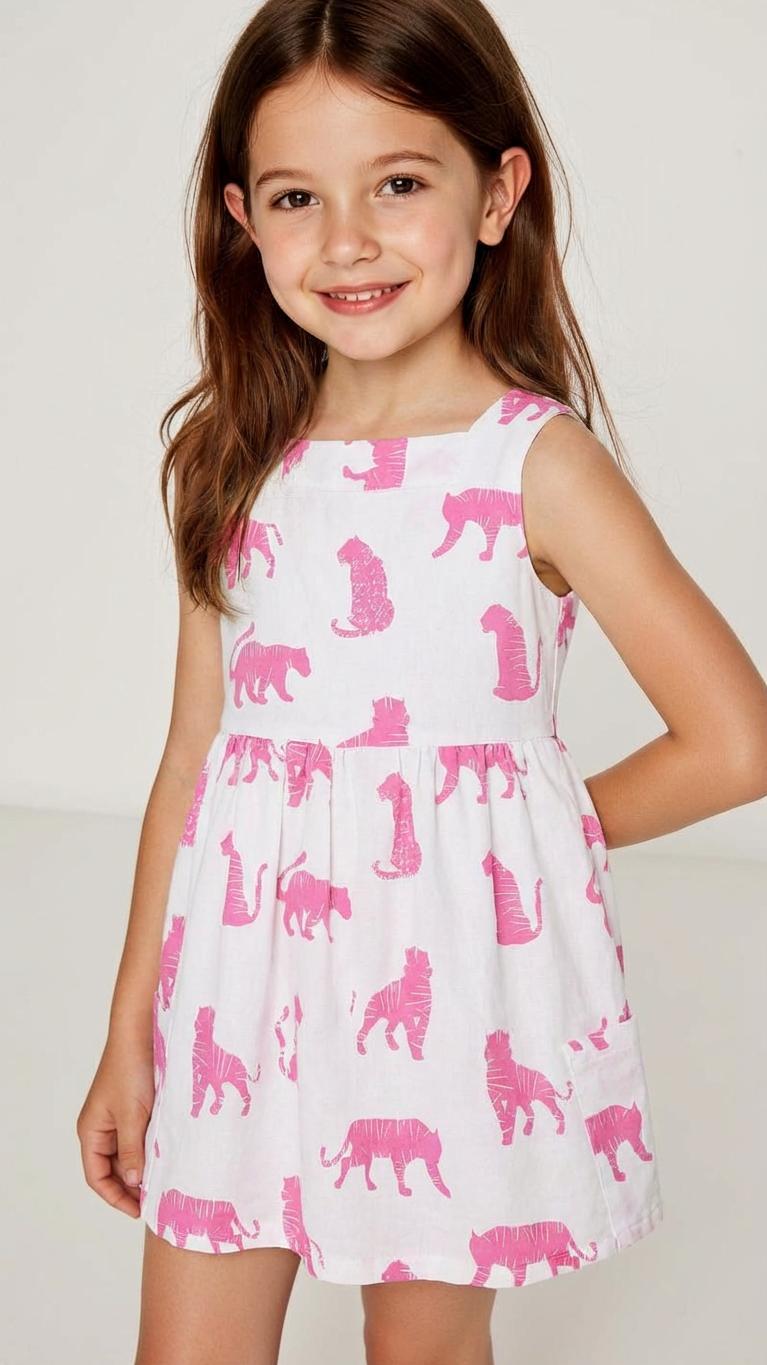 Pink Safari Dress - 100% organic cotton